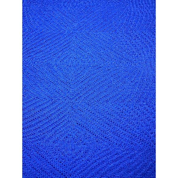 Eileen Fisher Adriatic Blue Rayon Nylon Crinkle Diamond Tunic Sweater Top M - Picture 4 of 9